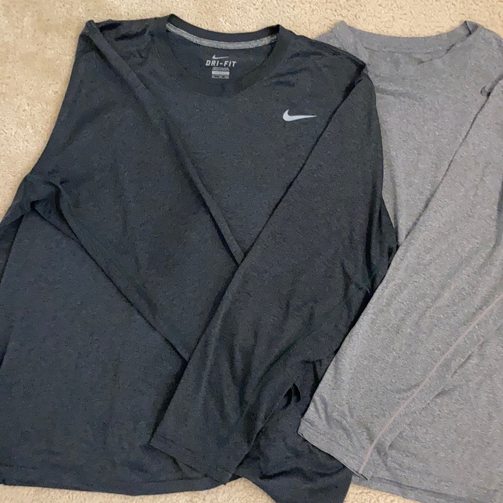 Lot of 2 - Long Sleeve Gray Nike XXL Men’s Dry Fit